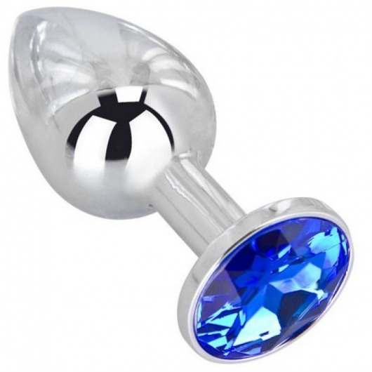 Анальное украшение BUTT PLUG  Small с синим кристаллом - 7 см. - Anal Jewelry Plug - купить с доставкой в Нефтекамске