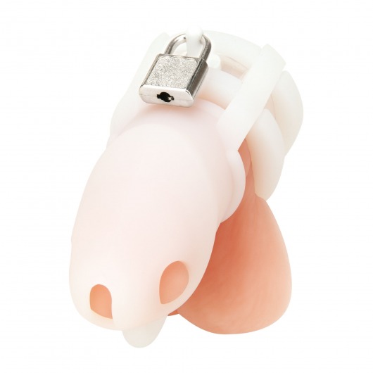 Белая клетка для пениса Silicone Small 2 in Cock Cage With Ball Divider - BlueLine - купить с доставкой в Нефтекамске