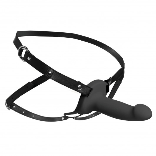 Черный полый страпон с вибрацией 2’’ Erection 28X Smooth Vibrating Silicone Penis Sheath - XR Brands - купить с доставкой в Нефтекамске