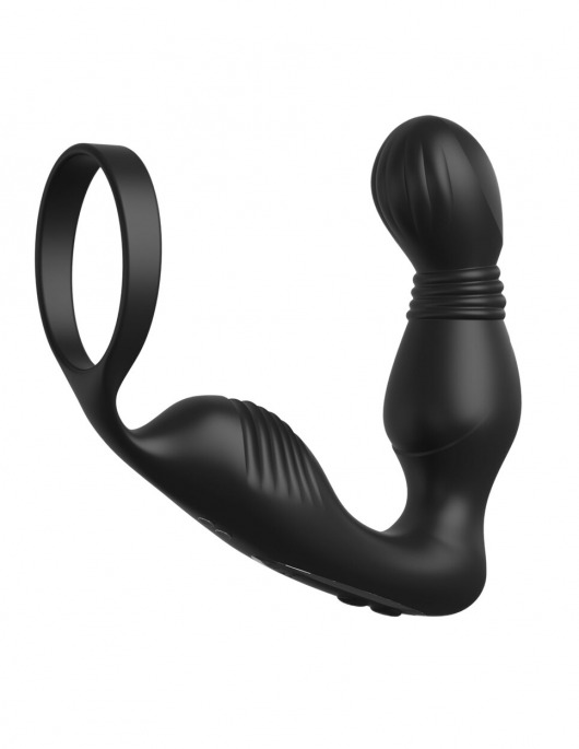Черный вибростимулятор простаты с эрекционным кольцом Ass-Gasm Pro P-Spot Milker - Pipedream - в Нефтекамске купить с доставкой