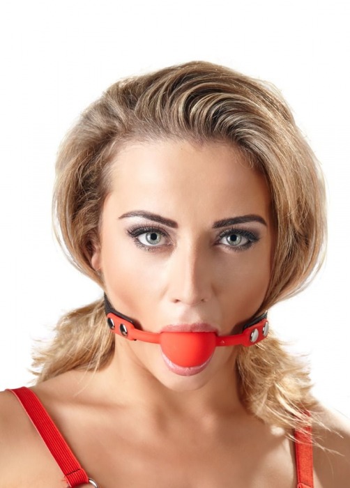 Силиконовый кляп-шар на чёрных ремешках Red Gag silicone - Orion - купить с доставкой в Нефтекамске