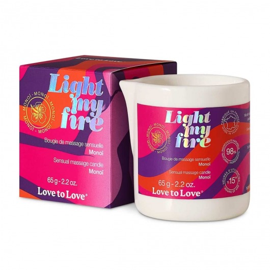 Массажная свеча Light My Fire с ароматом моной - 80 мл. - Love to Love - купить с доставкой в Нефтекамске