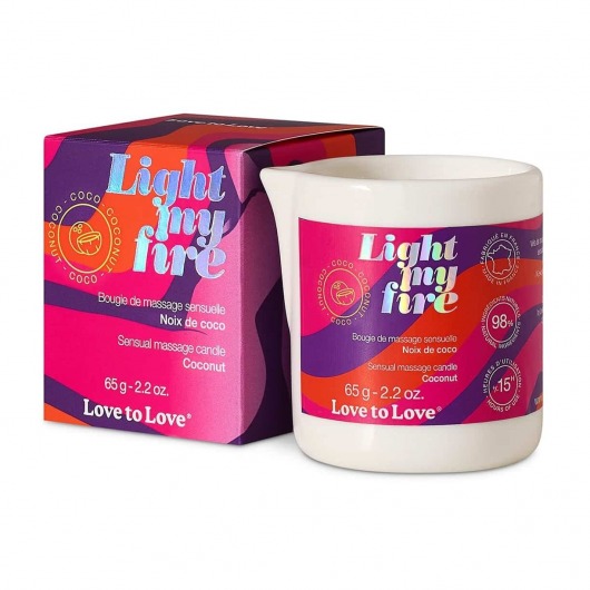 Массажная свеча Light My Fire Coconut с ароматом кокоса - 65 гр. - Love to Love - купить с доставкой в Нефтекамске