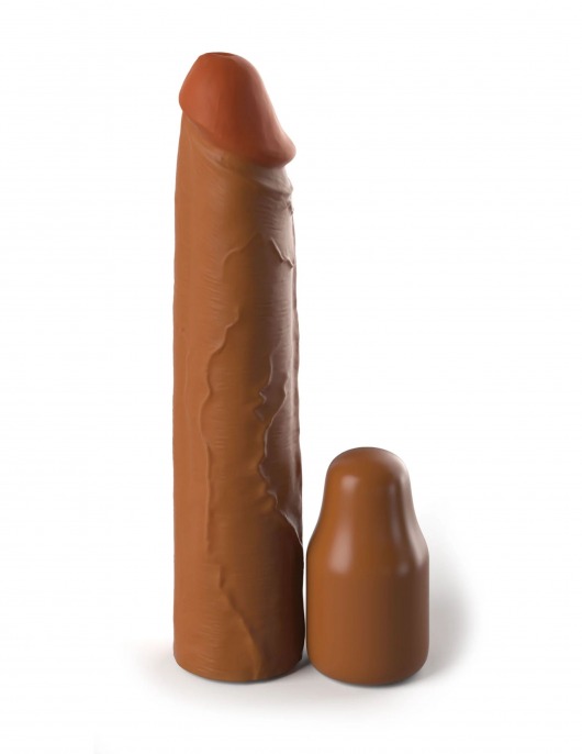 Коричневая насадка на член 2  Silicone X-tension - 20,3 см. - Pipedream - в Нефтекамске купить с доставкой