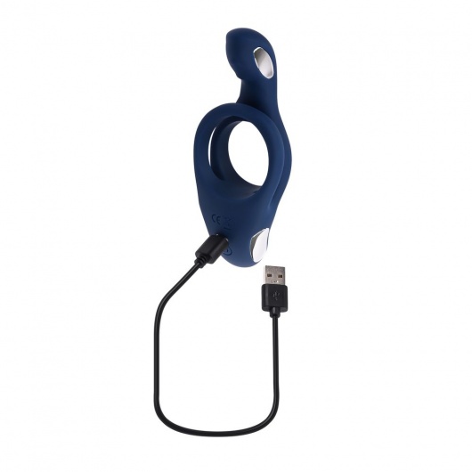 Синее эрекционное виброкольцо с двойным подхватом мошонки Ring Around The Rosy - Zero Tolerance - в Нефтекамске купить с доставкой