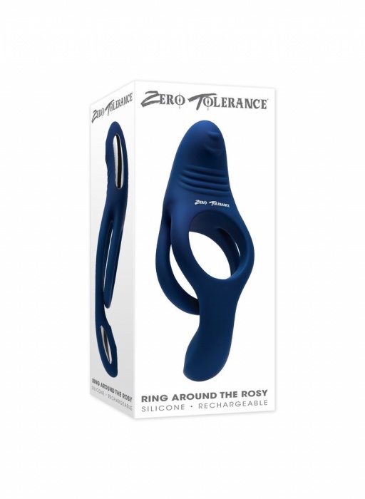 Синее эрекционное виброкольцо с двойным подхватом мошонки Ring Around The Rosy - Zero Tolerance - в Нефтекамске купить с доставкой