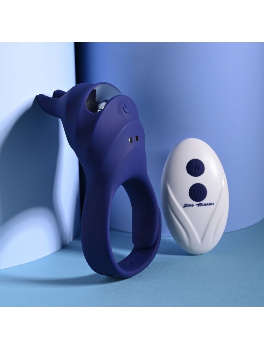 Синее эрекционное виброкольцо с клиторальной подушечкой и пультом ДУ Adjustable Fun Ring - Zero Tolerance - в Нефтекамске купить с доставкой