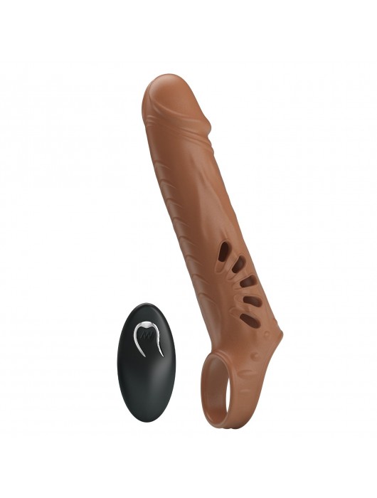 Коричневая вибронасадка с подхватом мошонки и пультом ДУ - Baile - в Нефтекамске купить с доставкой