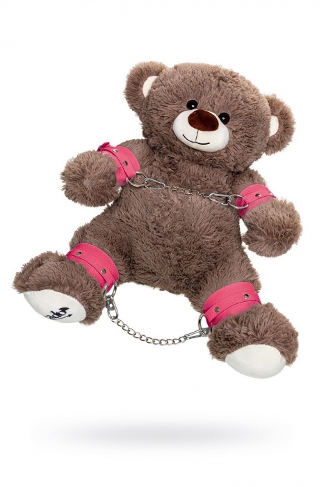 Бондажный набор: бурый мишка с розовыми оковами и наручниками - Pecado - купить с доставкой в Нефтекамске