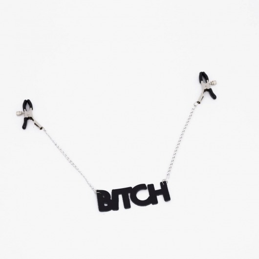 Зажимы на соски с кожаной подвеской Bitch - Crazy Handmade - купить с доставкой в Нефтекамске