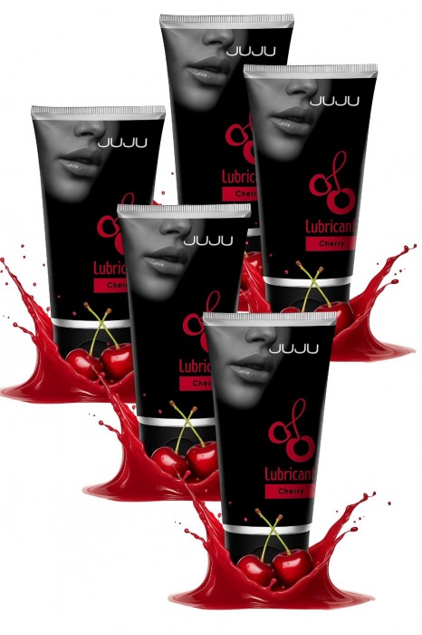 Набор из 5 съедобных лубрикантов JUJU со вкусом вишни - JuJu - купить с доставкой в Нефтекамске Набор из 5 съедобных лубрикантов JUJU со вкусом вишни - JuJu - купить с доставкой в Нефтекамске