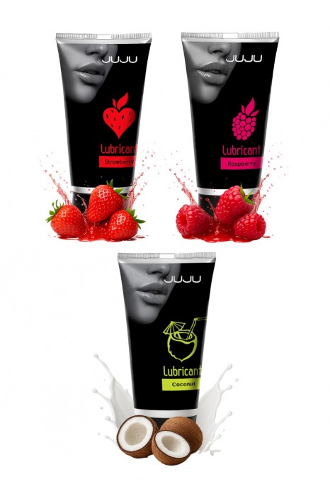 Набор из 3 съедобных лубрикантов JUJU (клубника, малина, кокос) - JuJu - купить с доставкой в Нефтекамске