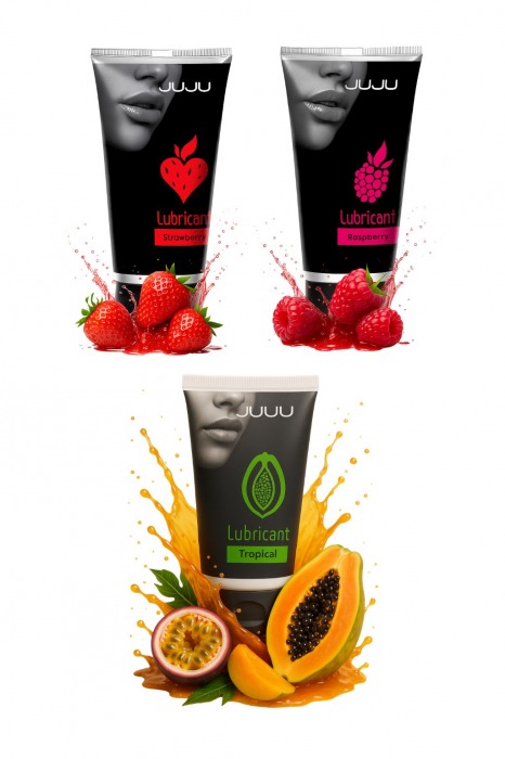 Набор из 3 съедобных лубрикантов JUJU (клубника, малина, тропические фрукты) - JuJu - купить с доставкой в Нефтекамске