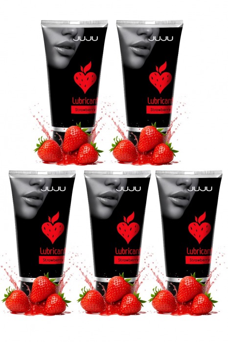 Набор из 5 съедобных лубрикантов JUJU со вкусом клубники - JuJu - купить с доставкой в Нефтекамске