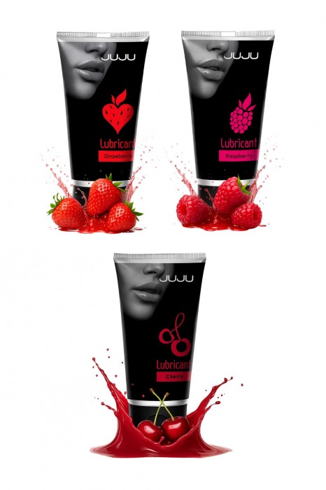 Набор из 3 съедобных лубрикантов JUJU (клубника, малина, вишня) - JuJu - купить с доставкой в Нефтекамске Набор из 3 съедобных лубрикантов JUJU (клубника, малина, вишня) - JuJu - купить с доставкой в Нефтекамске