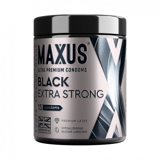 Черные утолщенные презервативы MAXUS Extra Strong с железным кейсом - 15 шт. - Maxus - купить с доставкой в Нефтекамске