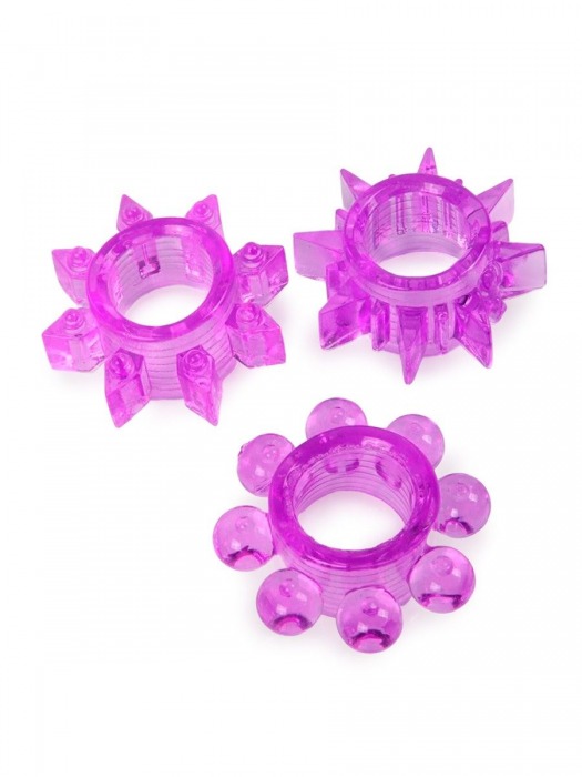 Набор из 3 лиловых эрекционных колец различной формы - Erowoman-Eroman - в Нефтекамске купить с доставкой
