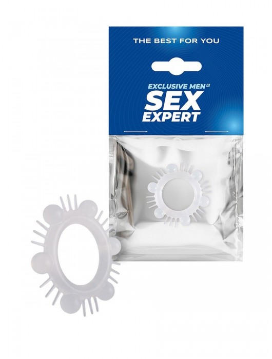 Эластичное эрекционное кольцо с шипиками и шариками - Sex Expert - в Нефтекамске купить с доставкой