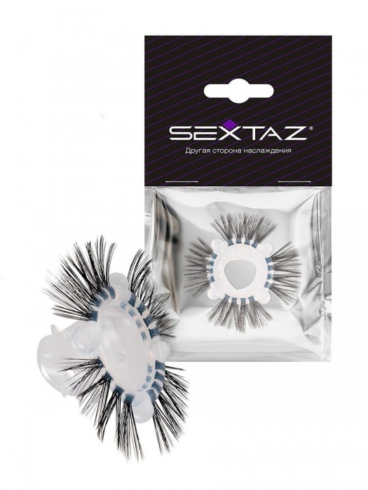 Эластичное эрекционное кольцо с черными «ресничками» - Sextaz - в Нефтекамске купить с доставкой