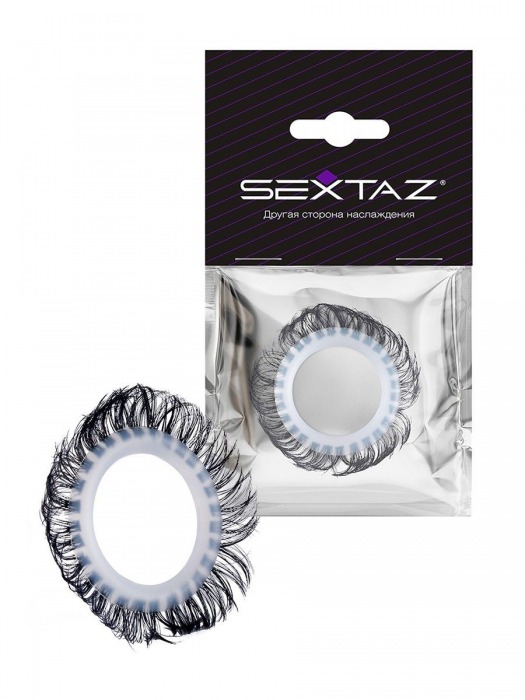 Эластичное эрекционное колечко с черными «ресничками» - Sextaz - в Нефтекамске купить с доставкой