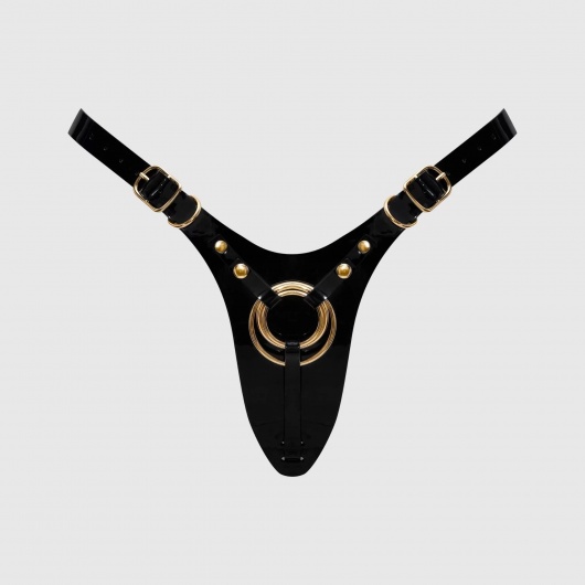 Черный пояс для фиксации насадок Strap-On-Me Leatherette Harness Fabulous - Strap-on-me - купить с доставкой в Нефтекамске