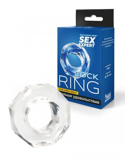 Прозрачное эрекционное кольцо в форме гайки - Sex Expert - в Нефтекамске купить с доставкой