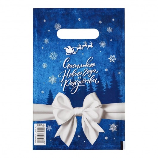 Сине-белый подарочный новогодний пакет с вырубной ручкой (20х30 см) - Сима-Ленд - купить с доставкой в Нефтекамске