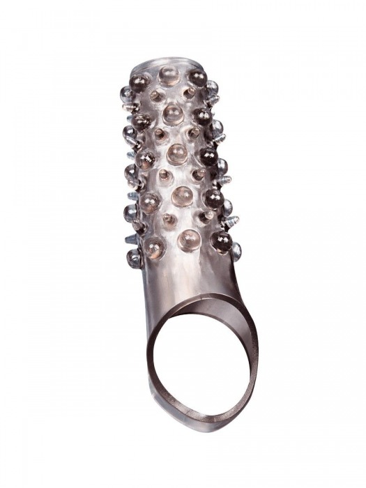 Дымчатая насадка на пенис с шипами и выпуклостями - 12 см. - Sex Expert - в Нефтекамске купить с доставкой