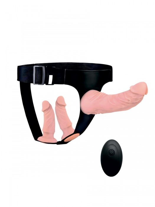 Женский страпон с 3 насадками и вибрацией - Erowoman-Eroman - купить с доставкой в Нефтекамске