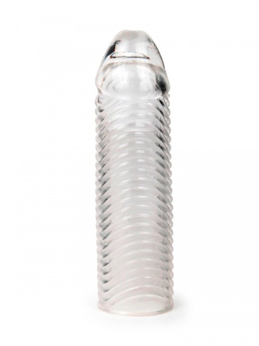 Прозрачная закрытая насадка на пенис с ребрышками - 16 см. - Sex Expert - в Нефтекамске купить с доставкой