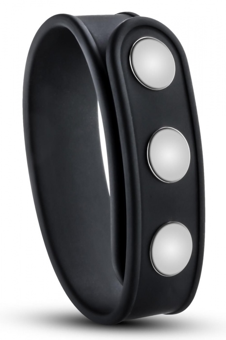 Черное эрекционное кольцо на кнопках - Blush Novelties - в Нефтекамске купить с доставкой