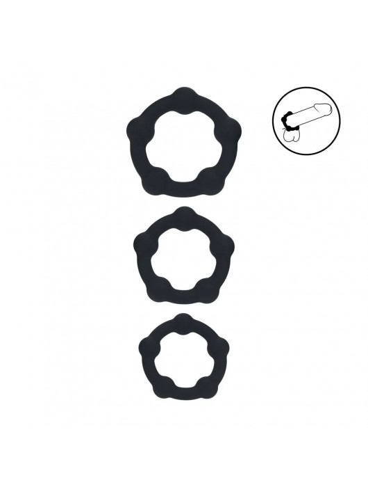 Набор из 3 эрекционных колец Beaded Silicone Cockring Set - Shots Media BV - в Нефтекамске купить с доставкой