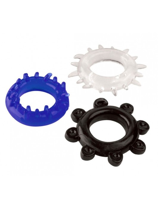 Набор из 3 эрекционных колец разного цвета и рельефа - Boys of Toys - в Нефтекамске купить с доставкой