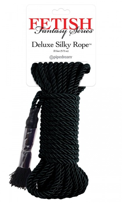 Черная веревка для фиксации Deluxe Silky Rope - 9,75 м. - Pipedream - купить с доставкой в Нефтекамске