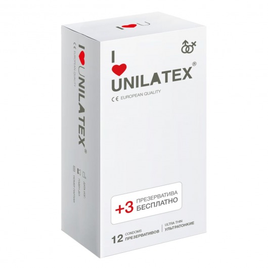 Ультратонкие презервативы Unilatex Ultra Thin - 12 шт. + 3 шт. в подарок - Unilatex - купить с доставкой в Нефтекамске