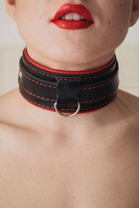 Ошейник с красным подкладом - БДСМ Арсенал - купить с доставкой в Нефтекамске