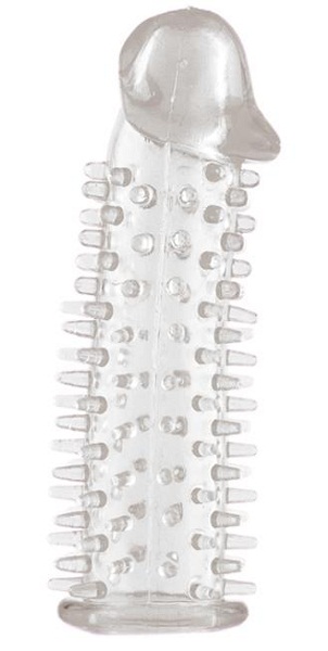 Прозрачная насадка на половой член с закрытой головкой и шипами - 12,5 см. - Toyfa Basic - в Нефтекамске купить с доставкой