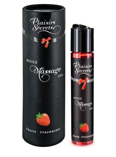 Массажное масло с ароматом клубники Huile de Massage Gourmande Fraise des Bois - 59 мл. - Plaisir Secret - купить с доставкой в Нефтекамске