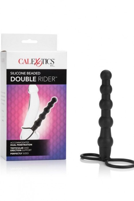 Насадка на пенис для двойного проникновения Silicone Beaded Double Rider - 14 см. - California Exotic Novelties - в Нефтекамске купить с доставкой