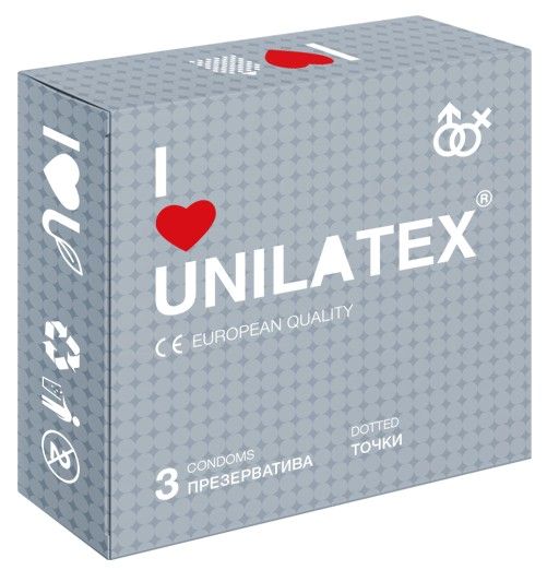 Презервативы с точками Unilatex Dotted - 3 шт. - Unilatex - купить с доставкой в Нефтекамске