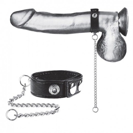 Утяжка на пенис с поводком Snap Cock Ring With 12  Leash - BlueLine - купить с доставкой в Нефтекамске