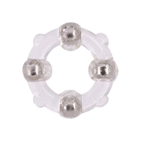 Эрекционное кольцо с 4 бусинами MENZSTUFF STUD RING CLEAR - Dream Toys - в Нефтекамске купить с доставкой