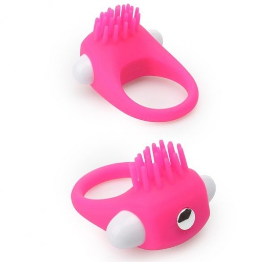 Розовое эрекционное кольцо с щеточкой LIT-UP SILICONE STIMU RING 5 - Dream Toys - в Нефтекамске купить с доставкой