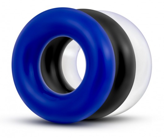 Набор из 3 разноцветных колец Stay Hard Donut Rings - Blush Novelties - в Нефтекамске купить с доставкой