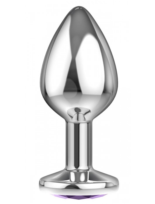 Малая серебристая анальная пробка Diamond Purple Sparkle Small с фиолетовым кристаллом - 7 см. - Lola Games - купить с доставкой в Нефтекамске