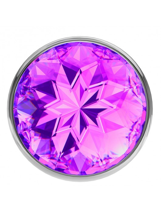 Малая серебристая анальная пробка Diamond Purple Sparkle Small с фиолетовым кристаллом - 7 см. - Lola Games - купить с доставкой в Нефтекамске