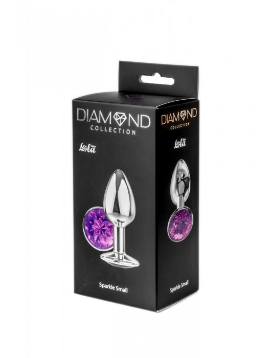 Малая серебристая анальная пробка Diamond Purple Sparkle Small с фиолетовым кристаллом - 7 см. - Lola Games - купить с доставкой в Нефтекамске
