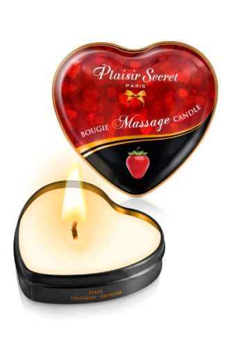 Массажная свеча с ароматом клубники Bougie Massage Candle - 35 мл. - Plaisir Secret - купить с доставкой в Нефтекамске