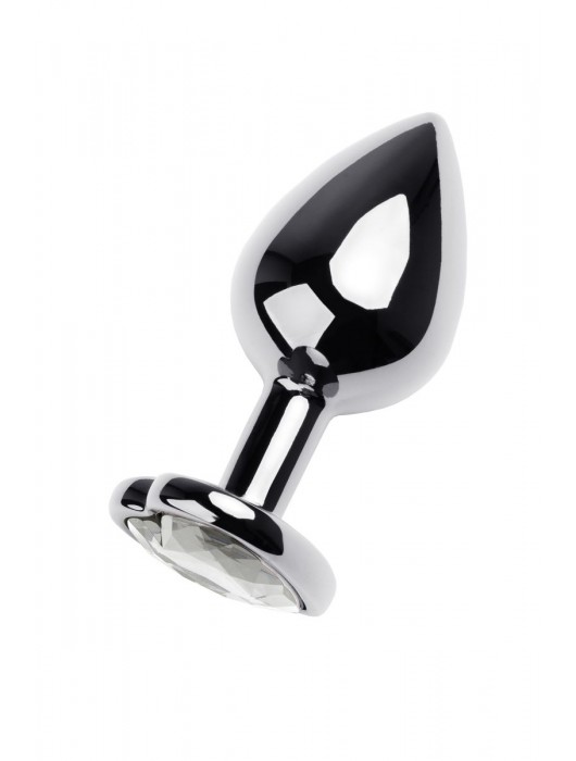 Серебристая анальная пробка с прозрачным кристаллом-сердцем - 8 см. - ToyFa - купить с доставкой в Нефтекамске