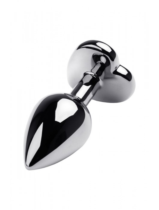 Серебристая анальная пробка с прозрачным кристаллом-сердцем - 8 см. - ToyFa - купить с доставкой в Нефтекамске